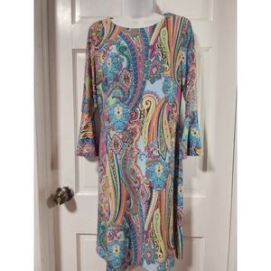 Tommy Hilfiger Floral Jaipur Paisley Bell Sleeve Dress Size 8